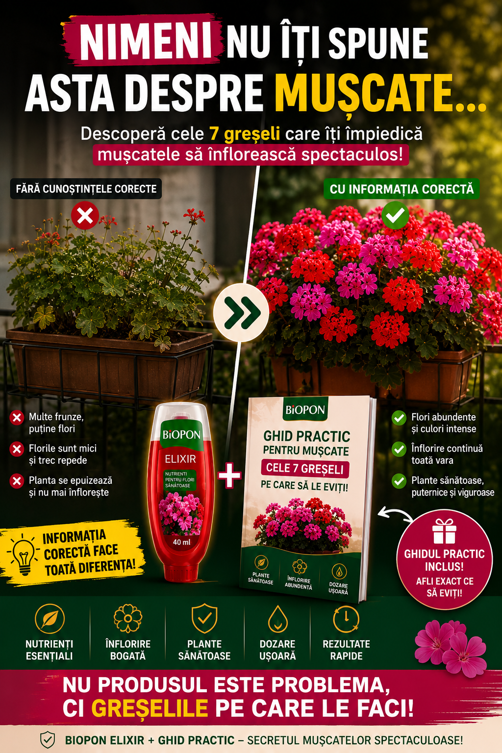 Kit muscate premium + biopon elixir + ghid pratic