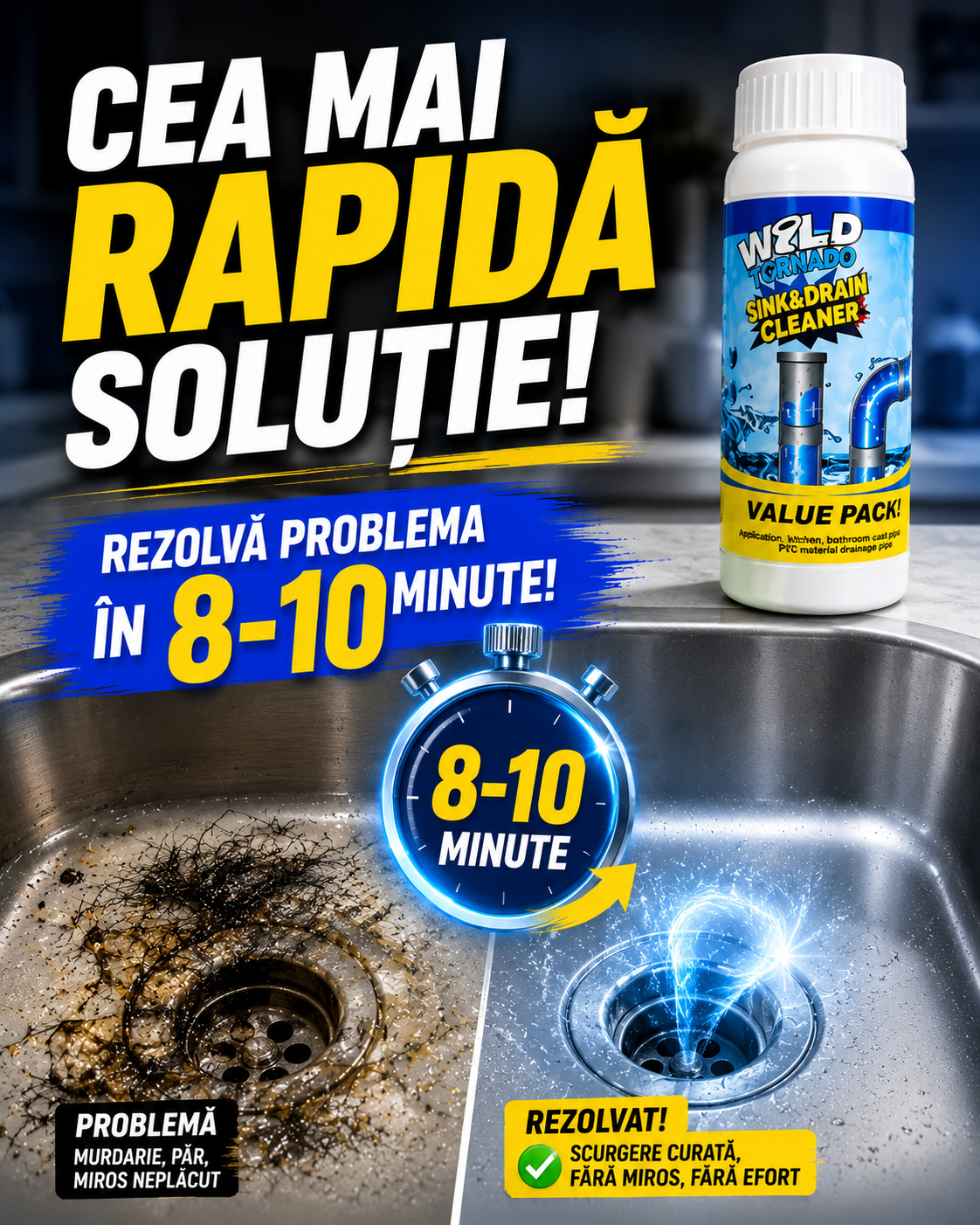 Praful activ pentru desfundat scurgeri